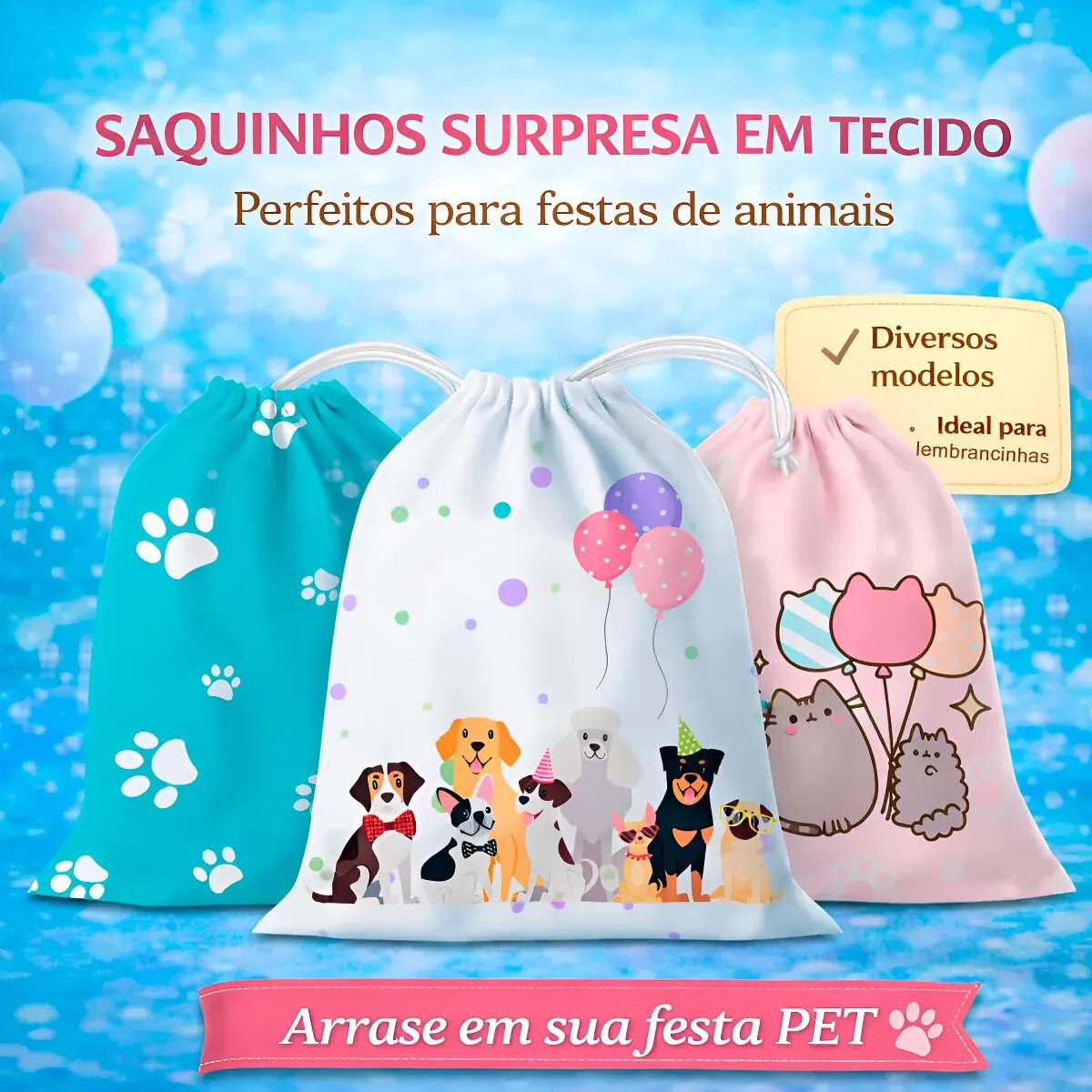 Saquinhos Lembrancinha Pet 10 Unid. Em Tecido - Modelos Saquinhos Lembrancinha Pet 10 Unid. Em Tecido - Modelos