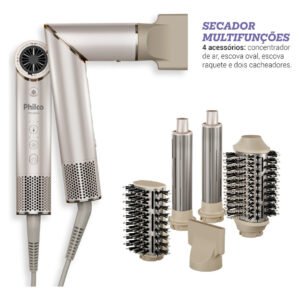 Secador De Cabelos Philco psc3500 4 Em 1 dobrável motor bldc Prateado Bege 127v