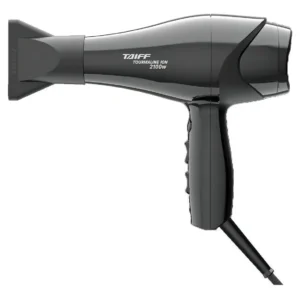 Secador de Cabelos Taiff New Tourmaline Ion 2100W Preto com bico direcionador, profissional, com botão para jato de ar frio, cabo longo e design ergonômico