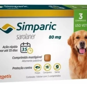 Simparic 80mg Cães 20 A 40kg Pulgas Carrapatos Sarnas 3 Comprimidos