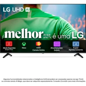Smart TV LG UHD AI UA75 65 polegadas HDR10 Pro Processador α7 AI Ger8 webOS 25 frontal