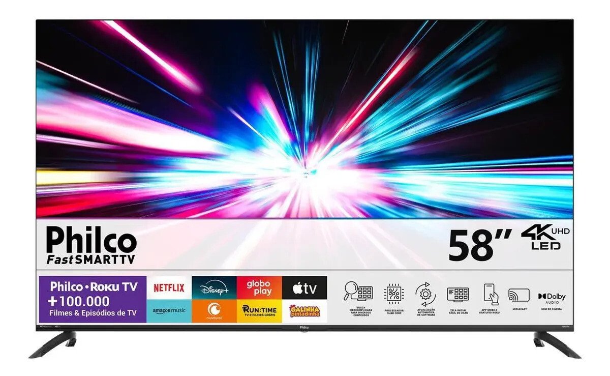 Smart Tv Philco 58 P58vik 4k Uhd Led Roku Dolby Audio Wi-fi Hdr10 110/220v Smart Tv Philco 58 P58vik 4k Uhd Led Roku Dolby Audio Wi-fi Hdr10 110/220v