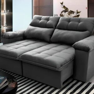 Sofá Retrátil/reclinável King House Verona 1,50m Velut Cinza C/ Molas