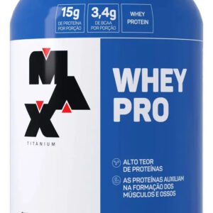 Pote de Whey Protein Sabor Chocolate Max Titanium Pro Concentrado 1kg