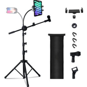 Suporte Microfone Tripé Girafa Com Suporte Celular/tablet
