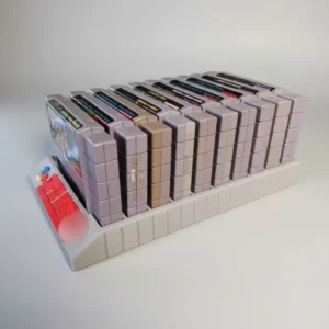 Suporte para Fitas de Videogame Super SNES 16 Bits 10 Slots Cinza