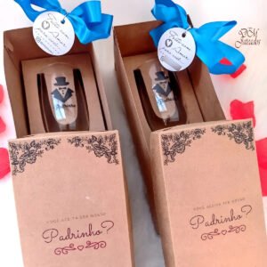 Taça De Champanhe Vidro Com Caixa Presente Padrinhos / Dindo