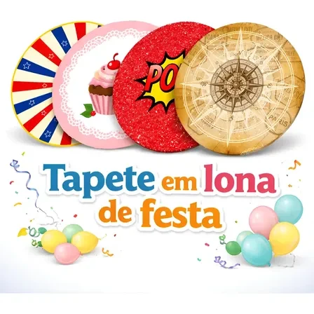 Tapete De Festa Em Lona Redondo 1,5m Modelos Original Tapete De Festa Em Lona Redondo 1,5m Modelos para decoração