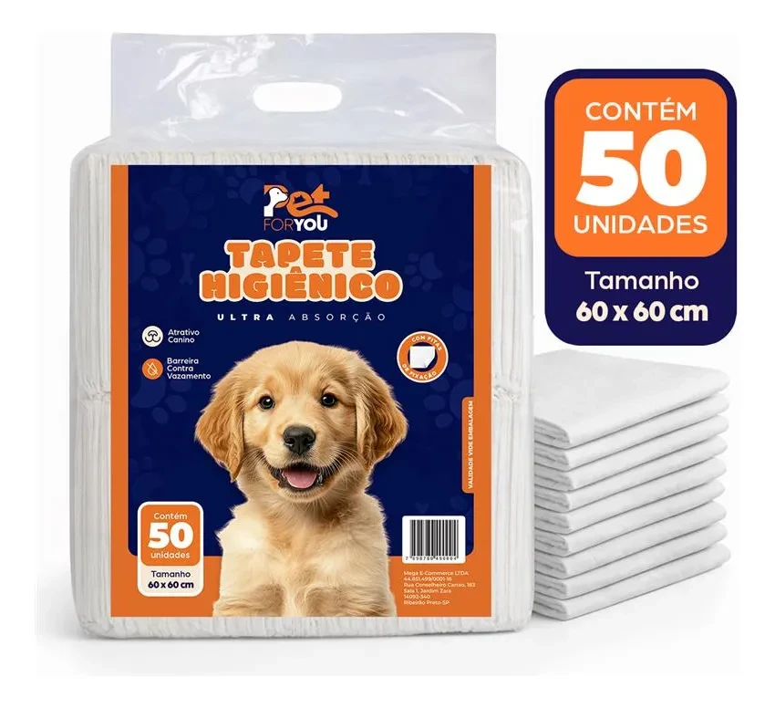 Tapete Higiênico Pet 50 Unidades 60x60 Descartável Cão Gato Tapete Higiênico Pet 50 Unidades 60x60 Descartável Cão Gato