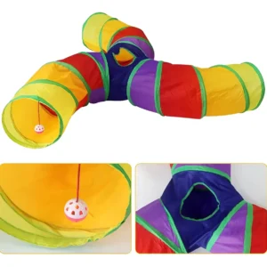Túnel Labirinto Para Gatos Cães Interativo Dobrável Brinquedo Pet Diâmetro 25cm 3 Vias