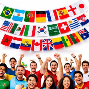 Varal 10m Bandeirinhas Metalizadas Países 24 Bandeiras Copa