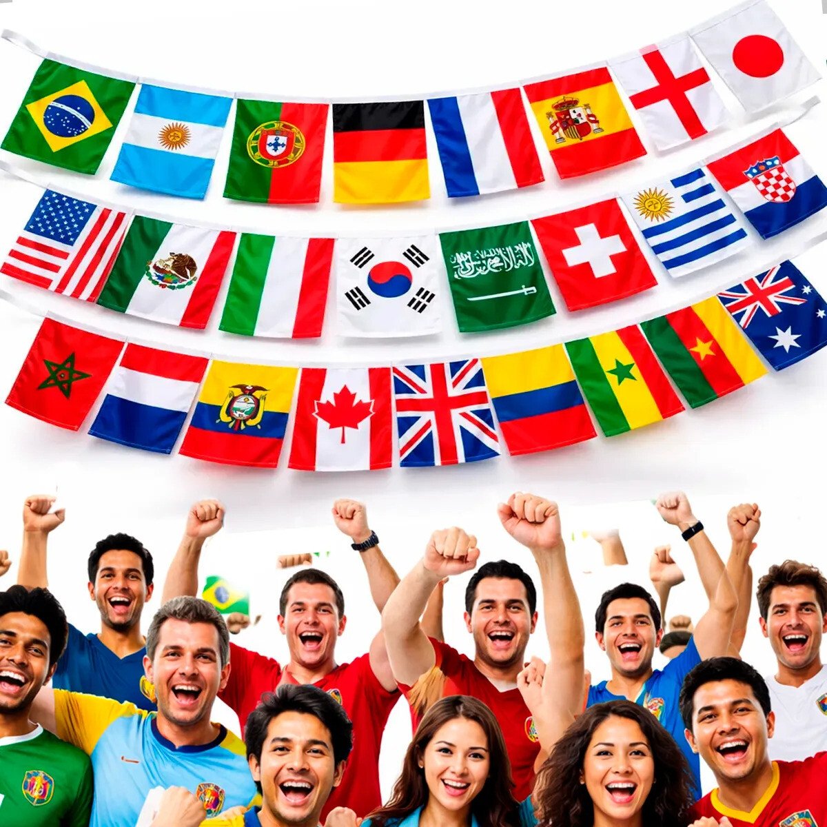 Varal 10m Bandeirinhas Metalizadas Países 24 Bandeiras Copa Varal 10m Bandeirinhas Metalizadas Países 24 Bandeiras Copa