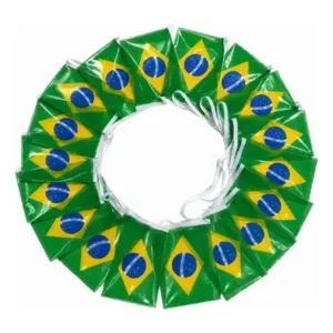 Varal Bandeirinhas Brasil Plástico 10 Metros Decoração Copa Brasil