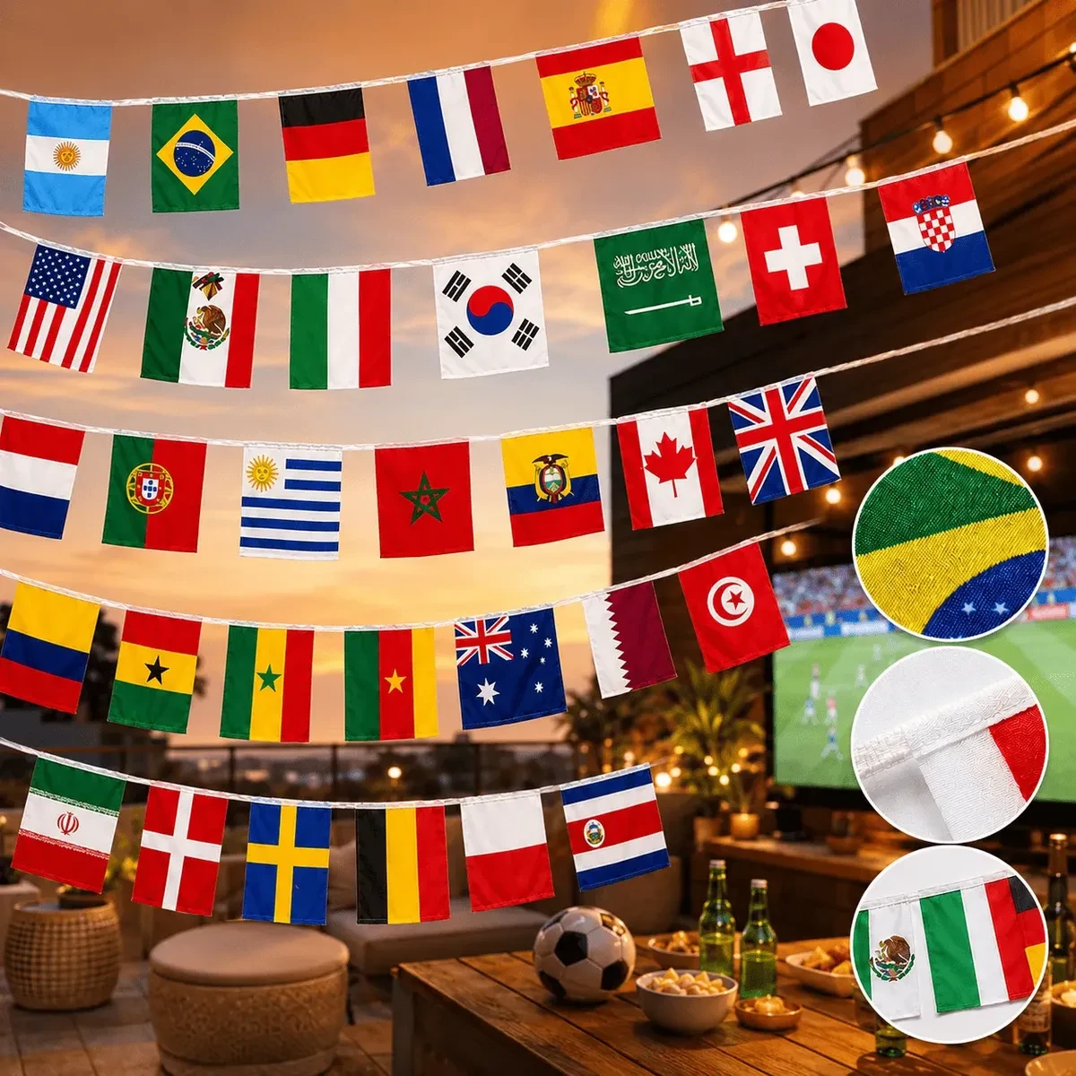 Varal Bandeirinhas Países Copa do Mundo para Decoração Original Varal Bandeirinhas Países Copa do Mundo 2026 Decoração Hensi Ecom