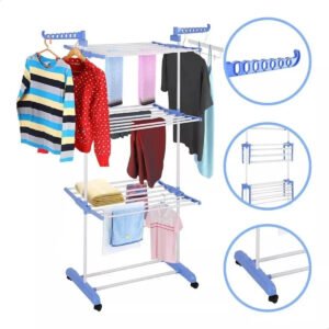 Varal de Chão Grande Dobrável Kontuz Azul 170cm para Roupas