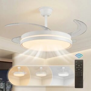 Ventilador De Teto Retrátil Com Led Para Quarto E Sala Bivolt 127/220v Branco