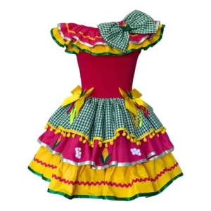 Vestido Festa Junina Fanfarrinha Luxo Caipira Rainha Milho