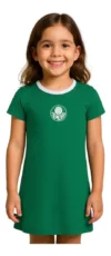 Vestido Infantil Palmeiras Campeoníssimo Oficial Revedor Algodão Verde Feminino