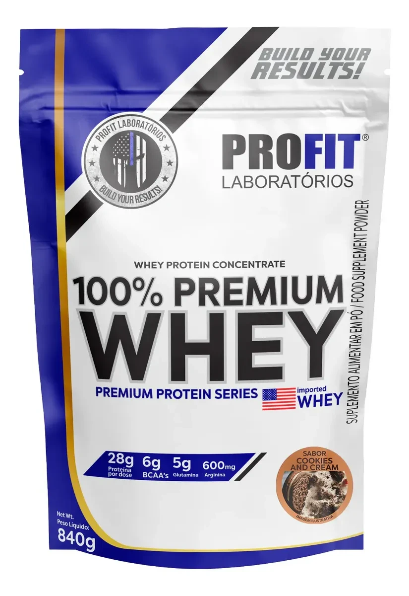 Whey Protein 100% Concentrado Premium 840g Profit Sabor Cookies Whey Protein 100% Concentrado Premium 840g Profit Sabor Cookies