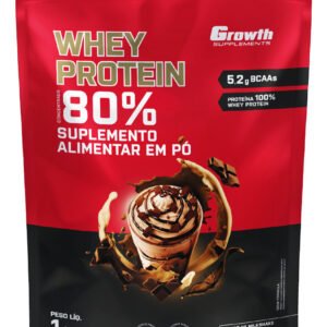 Pote de Whey Protein Concentrado Growth Supplements 1kg Milkshake de Chocolate