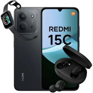 Xiaomi Redmi 15C 256GB 8GB RAM Preto com Fone Bluetooth e Relógio D20