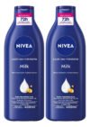 2 Loção Nivea Body Milk Hidratante Pele Seca Extrasseca Neutra
