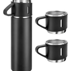 500ml Caneca Kit Garrafa Térmica Vacuum Bottle Inox + 3 Xíca