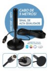 Antena Tv Digital Interna Externa Uhf Vhf Em Alumínio Com Base Magnética Cabo 5m Alta Definição Para Tv E Conversor Sinal Estável Instalação Fácil Sem Mensalidade Davely Preto