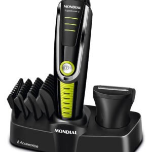 Aparador De Pelos Super Groom 06, Mondial 6w Bg-04 Preto/verde 127/220v