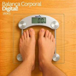 Balança Digital De Vidro Corporal Temperado Até 180 Kg Quadrada Banheiro Portátil Comica Transparente