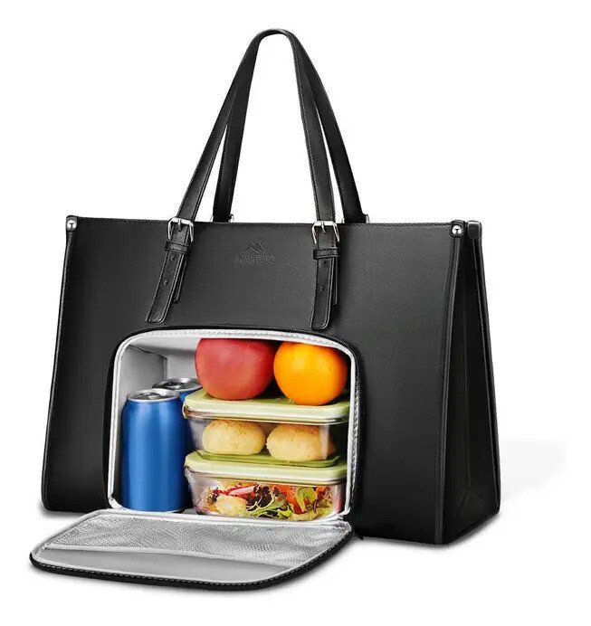Bolsa Feminina Para Notebook Com Compartimento Térmico Para Almoço Bolsa Tote Executiva Pu Couro 15,6 Polegadas Mochila Conversível Leve Para Trabalho E Escritório, Matein 1447 Cor Preto Liso Bolsa Feminina Para Notebook Com Compartimento Térmico Para Almoço Bolsa Tote Executiva Pu Couro 15,6 Polegadas Mochila Conversível Leve Para Trabalho E Escritório, Matein 1447 Cor Preto Liso