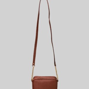 Bolsa Tiracolo Essencial Pequena Anacapri Marrom Roast Caramel Ouro
