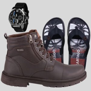 Bota Coturno Masculina Motoqueiro Caio Shoes preta resistente para moto