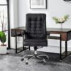 Cadeira De Escritório Allight Office Diretor Business Couro Cor Preta Couro Sintético