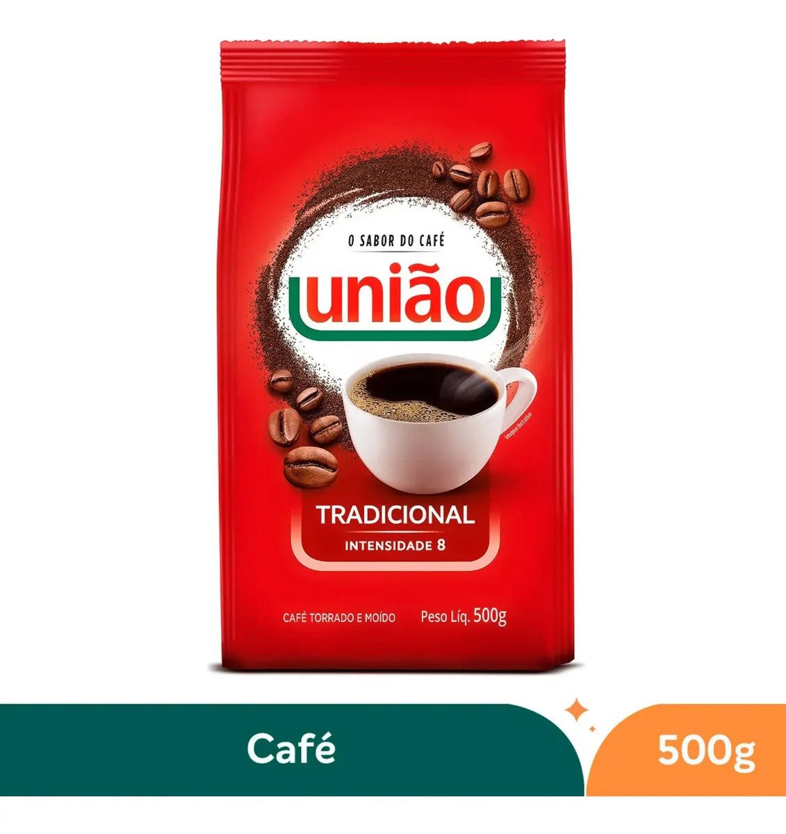 Café Torrado E Moido Tradicional Pouch 500g Intensidade 8 União Pacote Café Torrado E Moido Tradicional Pouch 500g Intensidade 8 União Pacote