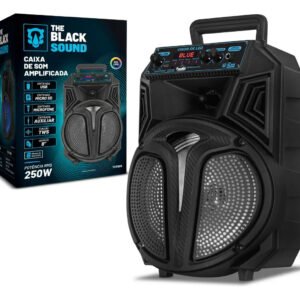 Caixa De Som Amplificada Bluetooth Rádio Fm 250w Rms Tws Led Rgb Portatil Sem Fio Usb Tcs300 Cor Preto The Black Tools 127/220v