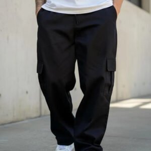 Calça Cargo Masculina Larga Skate Elástico Cintura Unissex