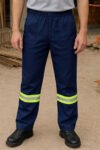 Calça De Trabalho Com Faixa Refletiva Cós Elástico Bolsos