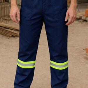 Calça De Trabalho Com Faixa Refletiva Cós Elástico Bolsos