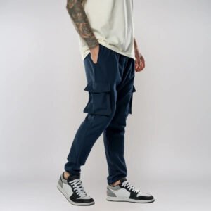 Calça Jogger Cargo Masculina Milimétrica Preta 4 Bolsos