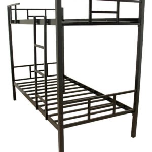 Cama Beliche Solteiro Militar Com Escada Aço Ferro Reforçado Metalon 150kg Preto