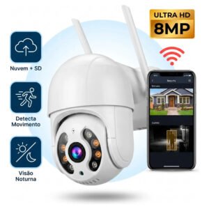 Câmera De Segurança Ip Wifi A8 Full Hd Icsee Ptz 355° Com Visão Noturna Áudio Bidirecional Ip66 Monitoramento Remoto Para Celular Android E iPhone Branco