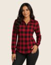 Camisa Xadrez Longa Blusa Manga Festa Junina Social De Botão