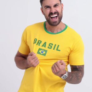 Camiseta Do Brasil Masculina Camisa Copa 2026 Amarela Verde