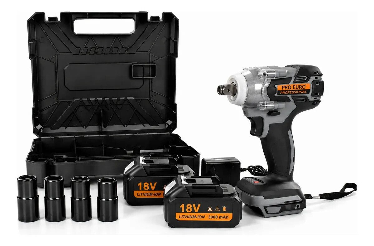 Chave Impacto Brushless Maleta 2 Baterias 4 Soquetes Ppc-18 Pró Euro Cinza-escuro 127/220v 50/60 Hz Chave Impacto Brushless Maleta 2 Baterias 4 Soquetes Ppc-18 Pró Euro Cinza-escuro 127/220v 50/60 Hz