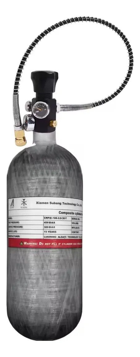 Cilindro Scuba 300 Bar 2l Fibra De Carbono E Válvula Cilindro Scuba 300 Bar 2l Fibra De Carbono E Válvula