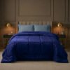 Coberdrom Edredom Casal Sherpa Dupla Face Plush 600 Fios Azul Liso