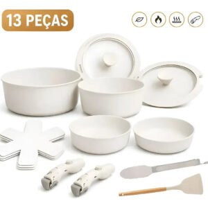 Conjunto Panelas Antiaderente 13 Peças Várias Cores Cozinha