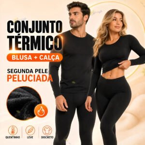 Conjunto Segunda Pele Térmica Flanelado Frio Intenso Preto