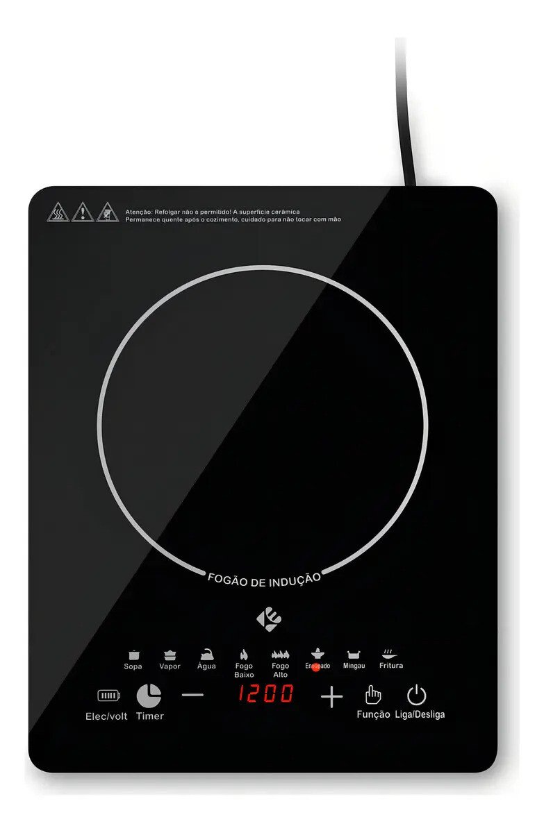 Cooktop De Indução 1 Boca Preto Com Trava De Segurança Painel Touch Screen 127v Cooktop De Indução 1 Boca Preto Com Trava De Segurança Painel Touch Screen 127v